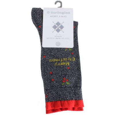 Burlington Navy Merry Christmas Glitter Socks