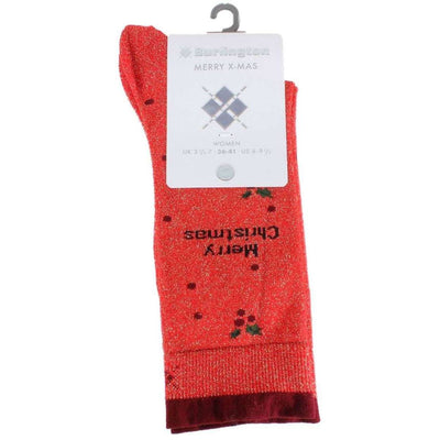 Burlington Red Merry Christmas Glitter Socks