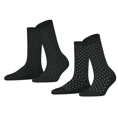 Esprit Black Fine Dot 2 Pack Socks