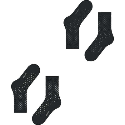 Esprit Black Fine Dot 2 Pack Socks