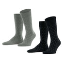 Esprit Black Fine Dot 2 Pack Socks