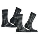 Esprit Black Fine Stripe 2 Pack Socks