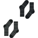 Esprit Black Fine Stripe 2 Pack Socks