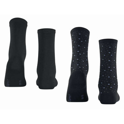 Esprit Black Playful Dot 2 Pack Socks