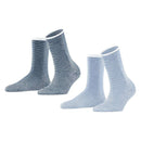 Esprit Blue Allover Stripe 2 Pack Socks