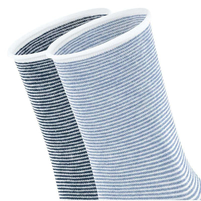 Esprit Blue Allover Stripe 2 Pack Socks
