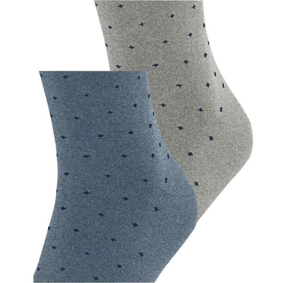 Esprit Blue Fine Dot 2 Pack Socks