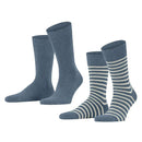 Esprit Blue Fine Stripe 2 Pack Socks