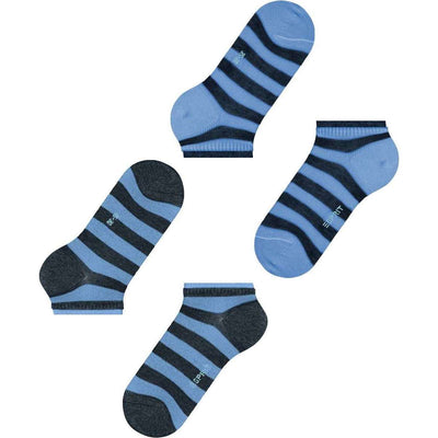 Esprit Blue Mesh Stripe 2 Pack Sneaker Socks