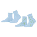 Esprit Blue Mini Flower 2 Pack Short Socks
