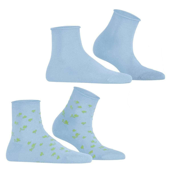 Esprit Blue Mini Flower 2 Pack Short Socks