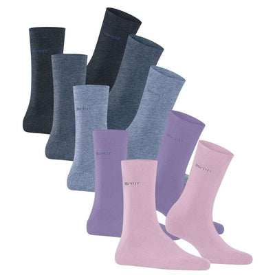 Esprit Blue Solid Mix 5 Pack Socks