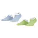 Esprit Green Allover Stripe 2 Pack Sneaker Socks