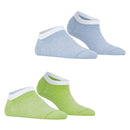 Esprit Green Allover Stripe 2 Pack Sneaker Socks