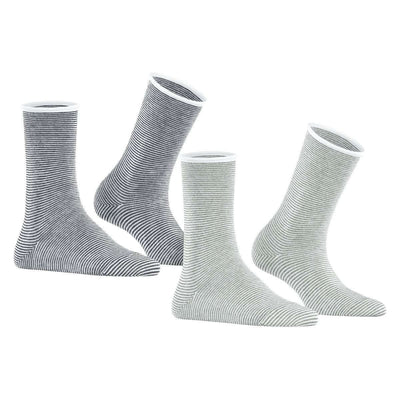 Esprit Green Allover Stripe 2 Pack Socks