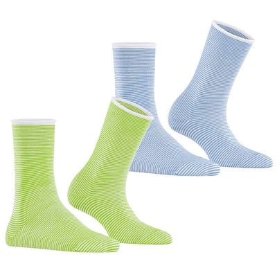 Esprit Green Allover Stripe 2 Pack Socks