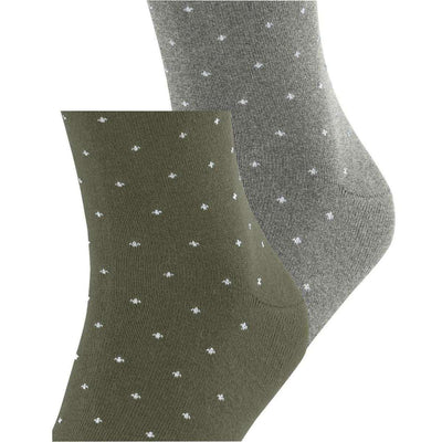 Esprit Green Fine Dot 2 Pack Socks