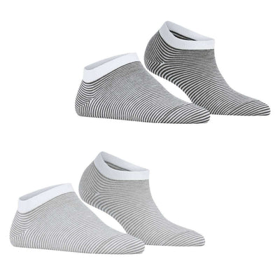 Esprit Grey Allover Stripe 2 Pack Sneaker Socks
