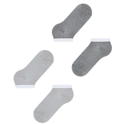Esprit Grey Allover Stripe 2 Pack Sneaker Socks