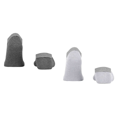 Esprit Grey Allover Stripe 2 Pack Sneaker Socks