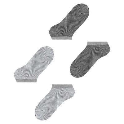 Esprit Grey Allover Stripe 2 Pack Sneaker Socks