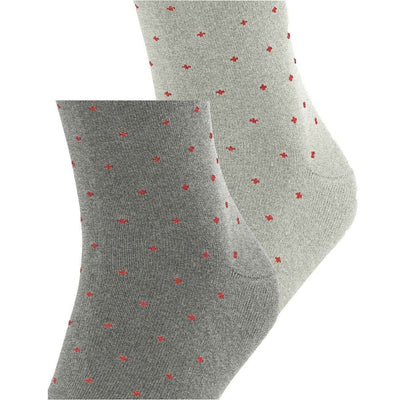 Esprit Grey Fine Dot 2 Pack Socks