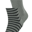 Esprit Grey Fine Stripe 2 Pack Socks