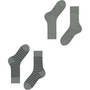 Esprit Grey Fine Stripe 2 Pack Socks