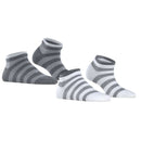Esprit Grey Mesh Stripe 2 Pack Sneaker Socks