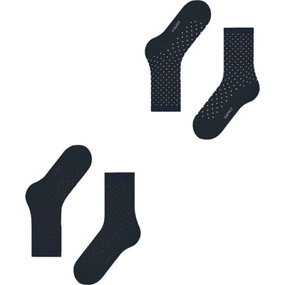 Esprit Navy Fine Dot 2 Pack Socks