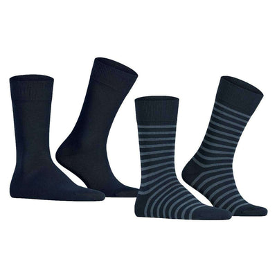 Esprit Navy Fine Stripe 2 Pack Socks