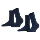Esprit Navy Playful Dot 2 Pack Socks