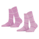Esprit Pink Fine Stripe 2 Pack Socks