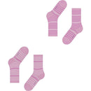 Esprit Pink Fine Stripe 2 Pack Socks
