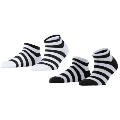 Esprit White Mesh Stripe 2 Pack Sneaker Socks