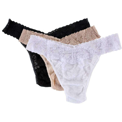Hanky Panky Black Signature Lace 3 Pack Original Rise Thong