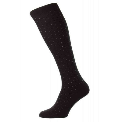 Pantherella Black Gadsbury Cotton Fil D'Ecosse Over the Calf Socks