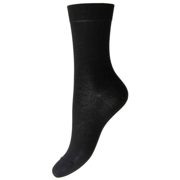 Pantherella Black Poppy Flat Knit Egyptian Cotton Ankle Socks