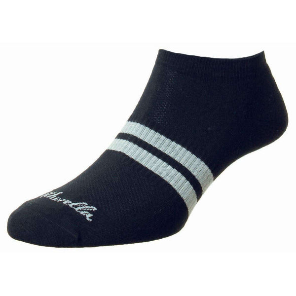 Pantherella Black Sprint Egyptian Cotton Sports Trainer Socks