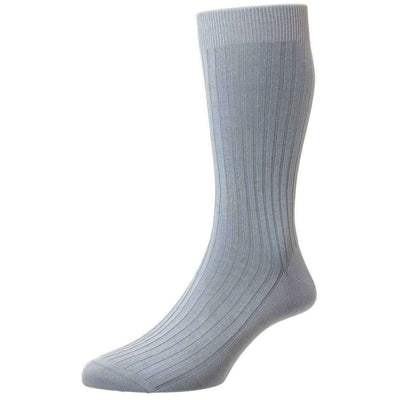 Pantherella Blue Danvers Rib Cotton Lisle Socks