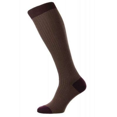 Pantherella Burgundy Fabian Cotton Fil D'Ecosse Over the Calf Socks
