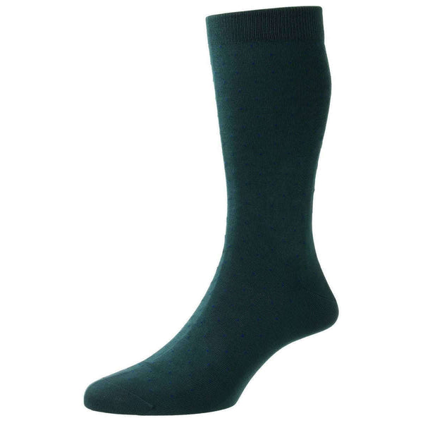 Pantherella Green Gadsbury Cotton Fil D'Ecosse Pin Dot Socks