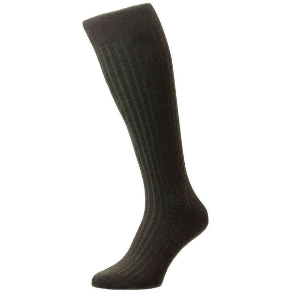 Pantherella Green Laburnum Merino Wool Over the Calf Socks