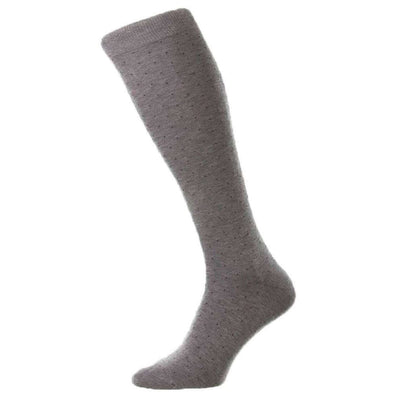 Pantherella Grey Gadsbury Cotton Fil D'Ecosse Over the Calf Socks