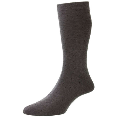 Pantherella Grey Gadsbury Cotton Fil D'Ecosse Pin Dot Socks