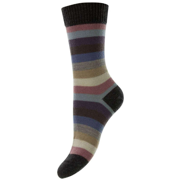 Pantherella Grey Suzannah Multi Stripe Merino Wool Socks