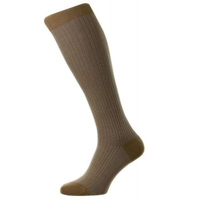 Pantherella Khaki Fabian Cotton Fil D'Ecosse Over the Calf Socks