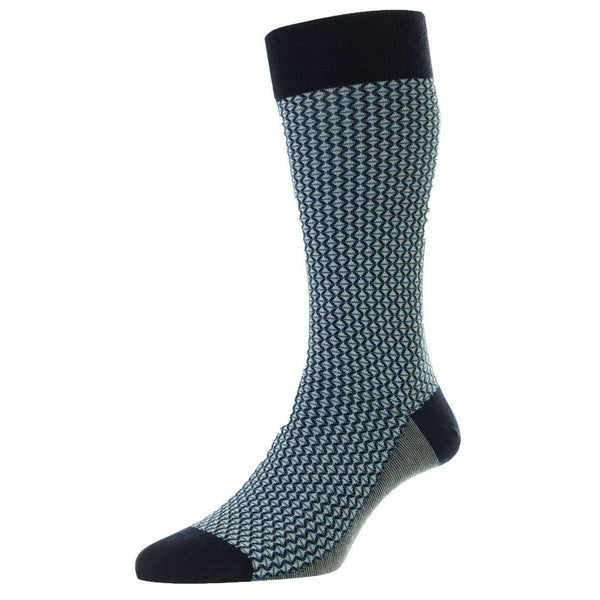 Pantherella Navy Elgar Egyptian Cotton Socks