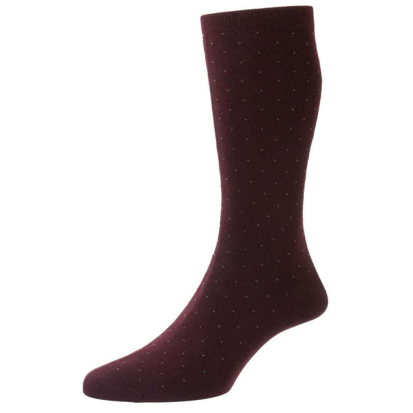 Pantherella Red Gadsbury Cotton Fil D'Ecosse Pin Dot Socks