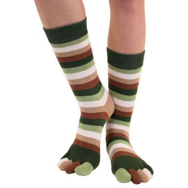TOETOE Brown Essential Striped Mid Calf Socks